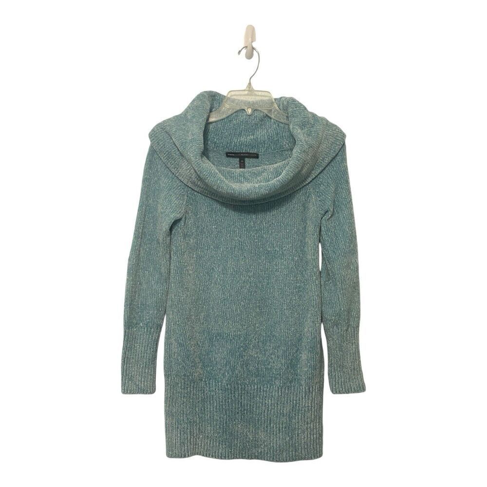 Womens XS Deep Cowl Sweater White House Black Market WHBM Long Sleeve Blue